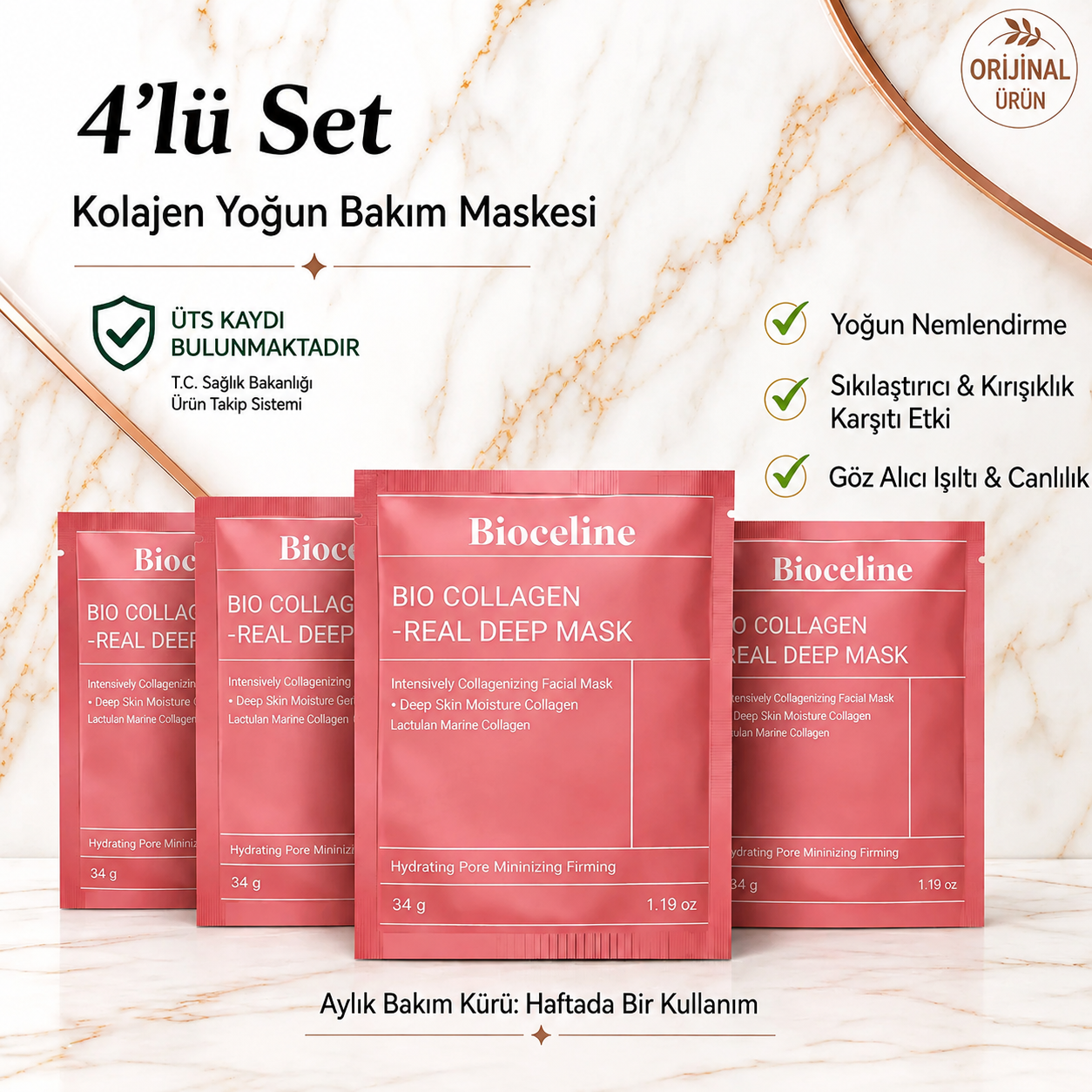 Bioceline Bio Collagen Real Deep Mask 4’lü Paket