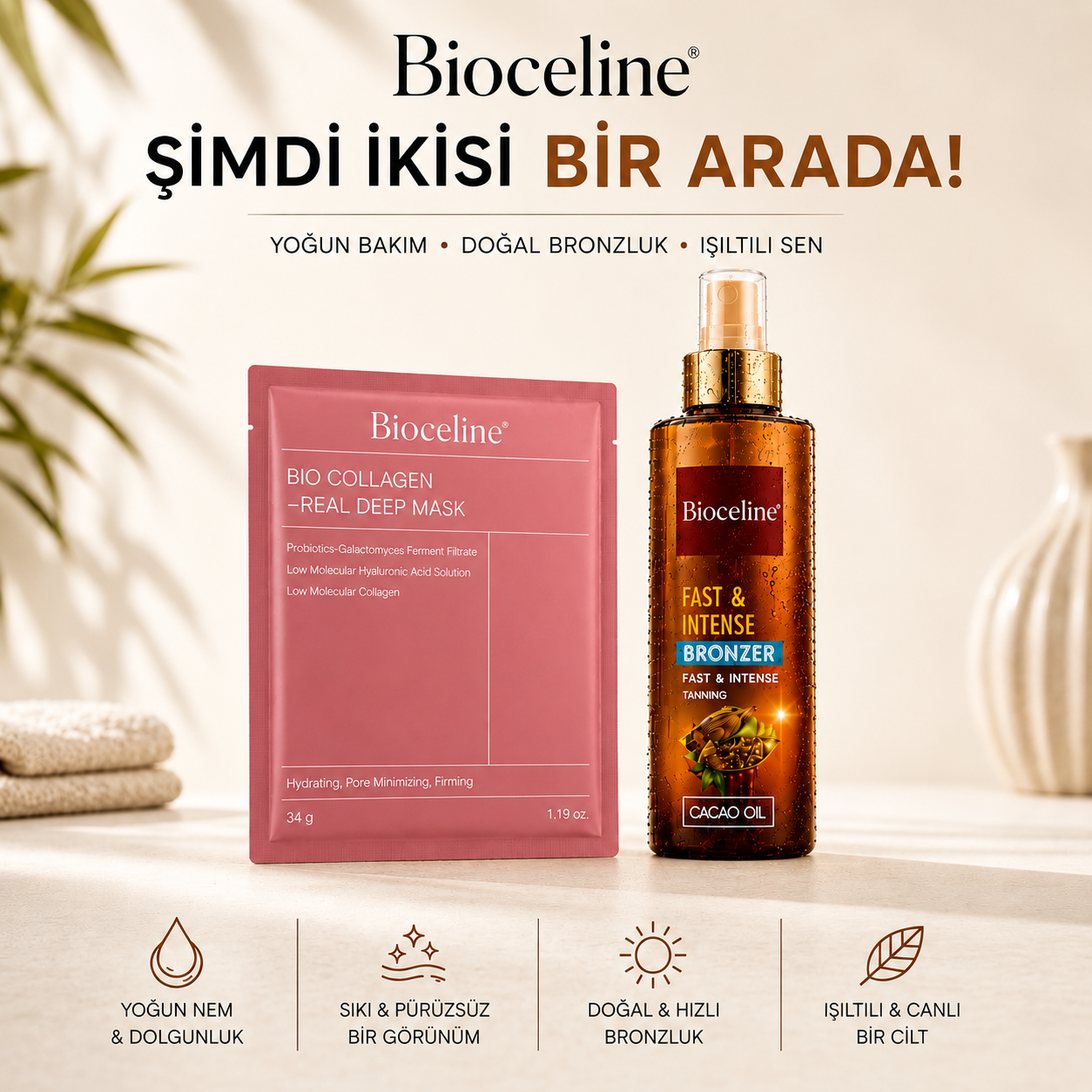 Bioceline Collagen Mask - Bronzer İkisi Bir Arada