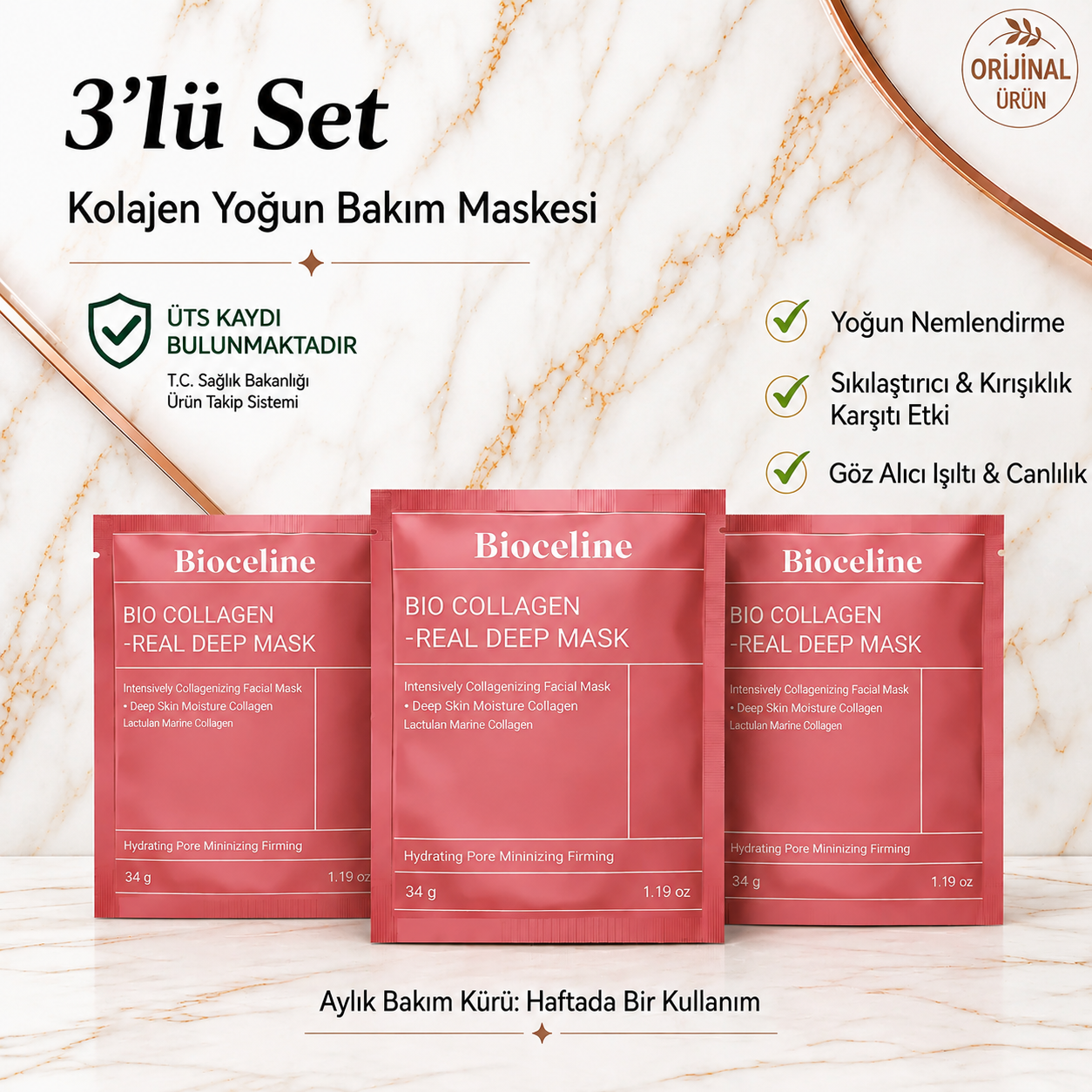 Bioceline Bio Collagen Real Deep Mask 3'lü Paket